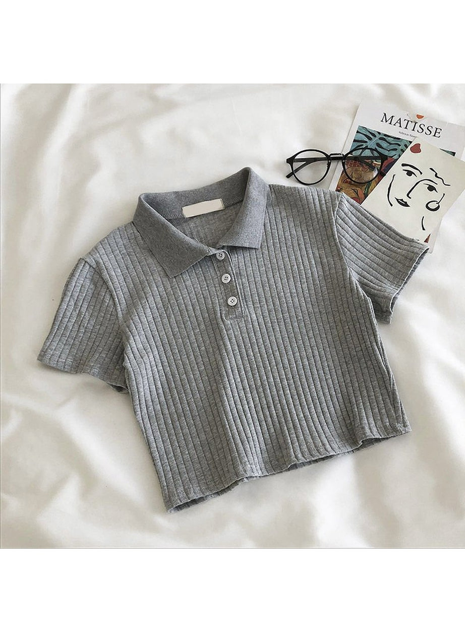 Y2k Youth Cropped Knitted Blouse