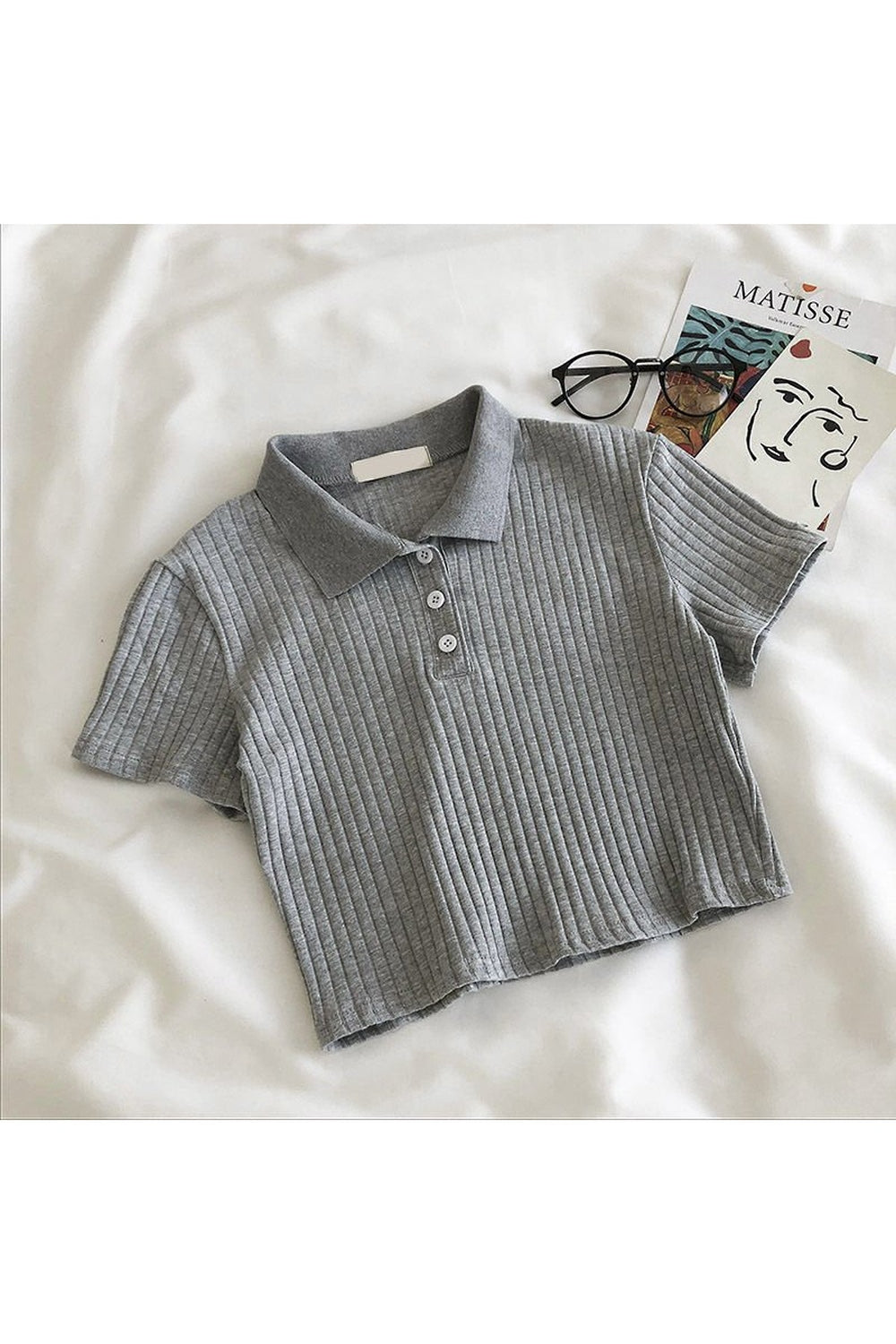 Y2k Youth Cropped Knitted Blouse