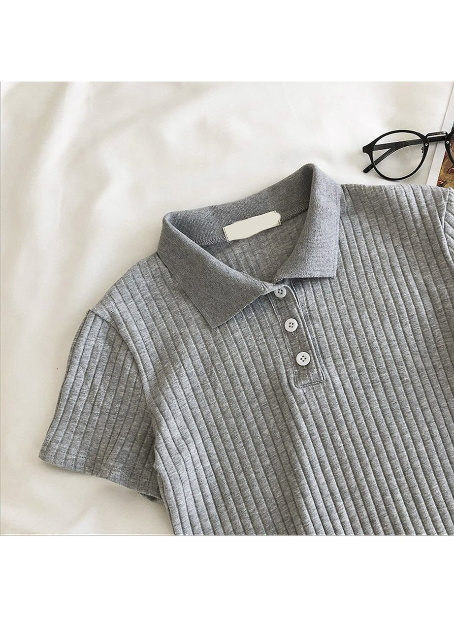 Y2k Youth Cropped Knitted Blouse