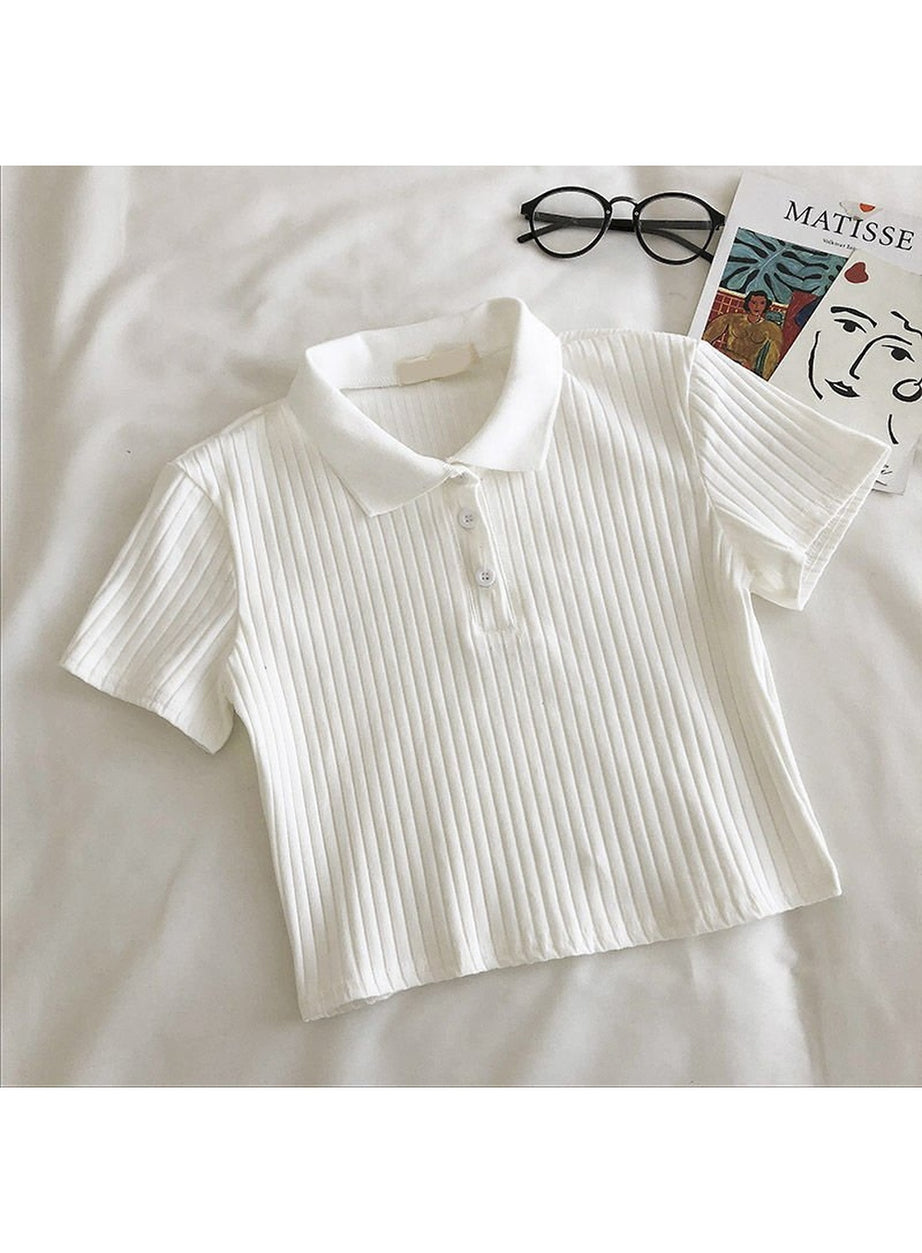 Y2k Youth Cropped Knitted Blouse