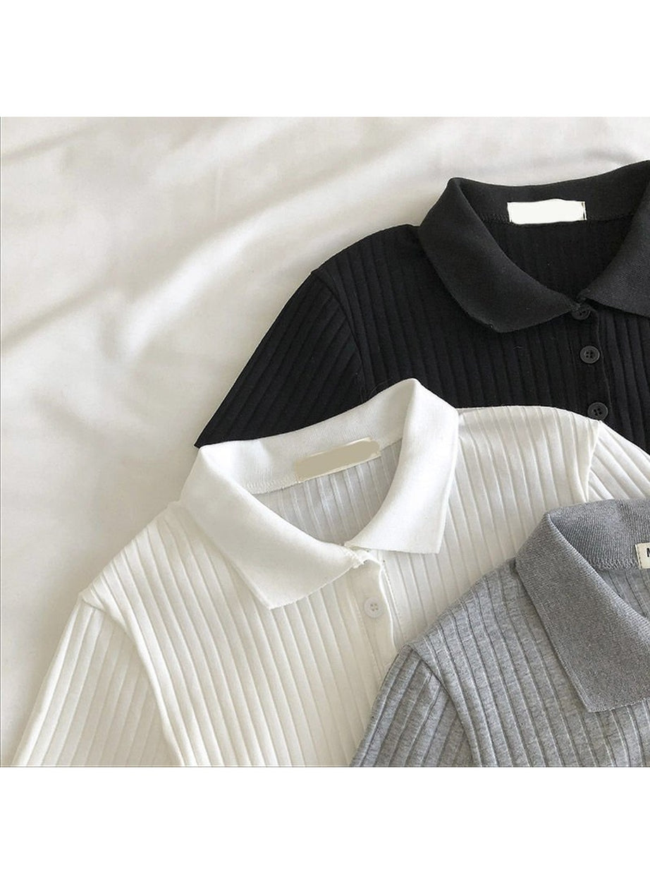 Y2k Youth Cropped Knitted Blouse