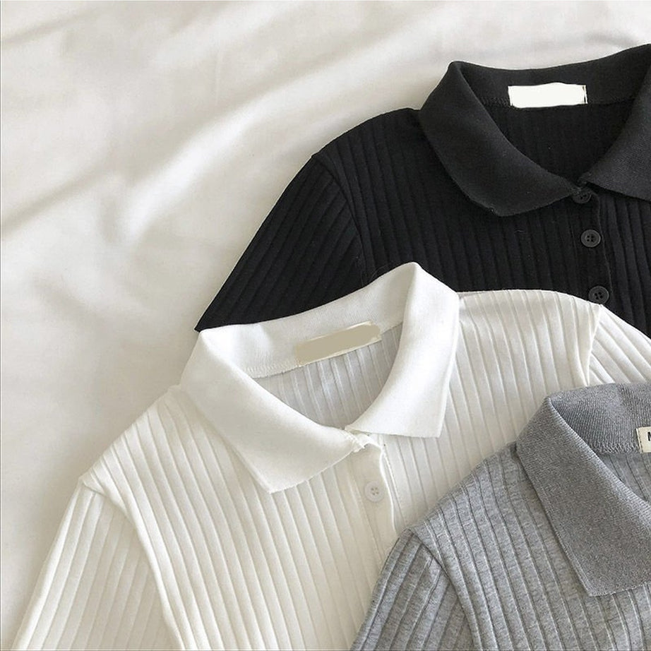 Y2k Youth Cropped Knitted Blouse