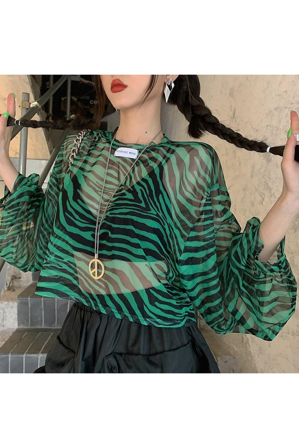 Y2k Zebra Print Aesthetic Blouse