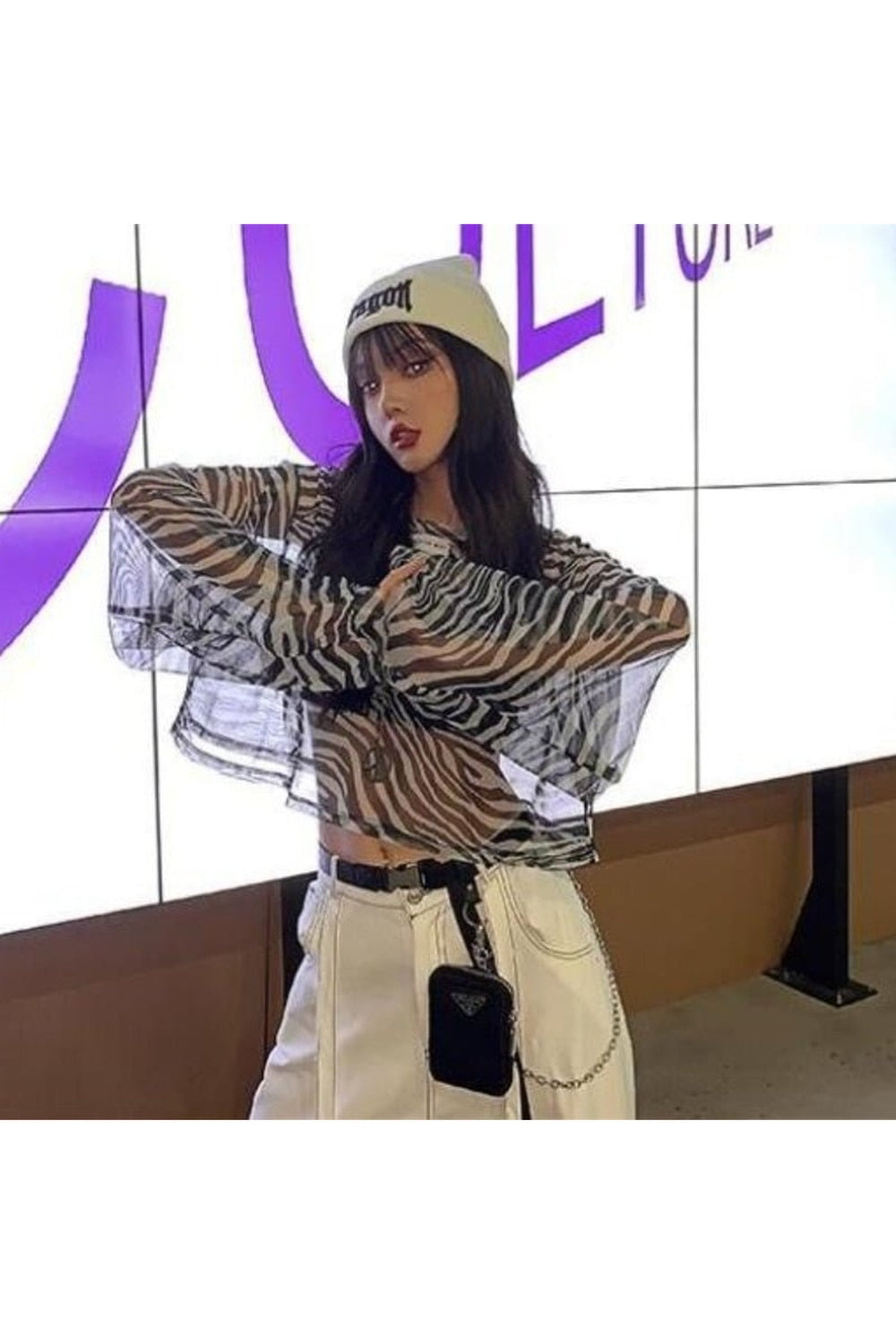 Y2k Zebra Print Aesthetic Blouse