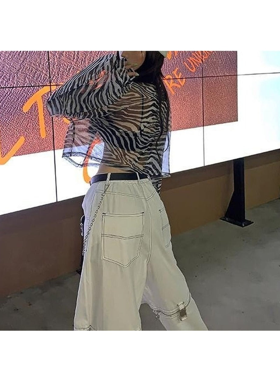 Y2k Zebra Print Aesthetic Blouse