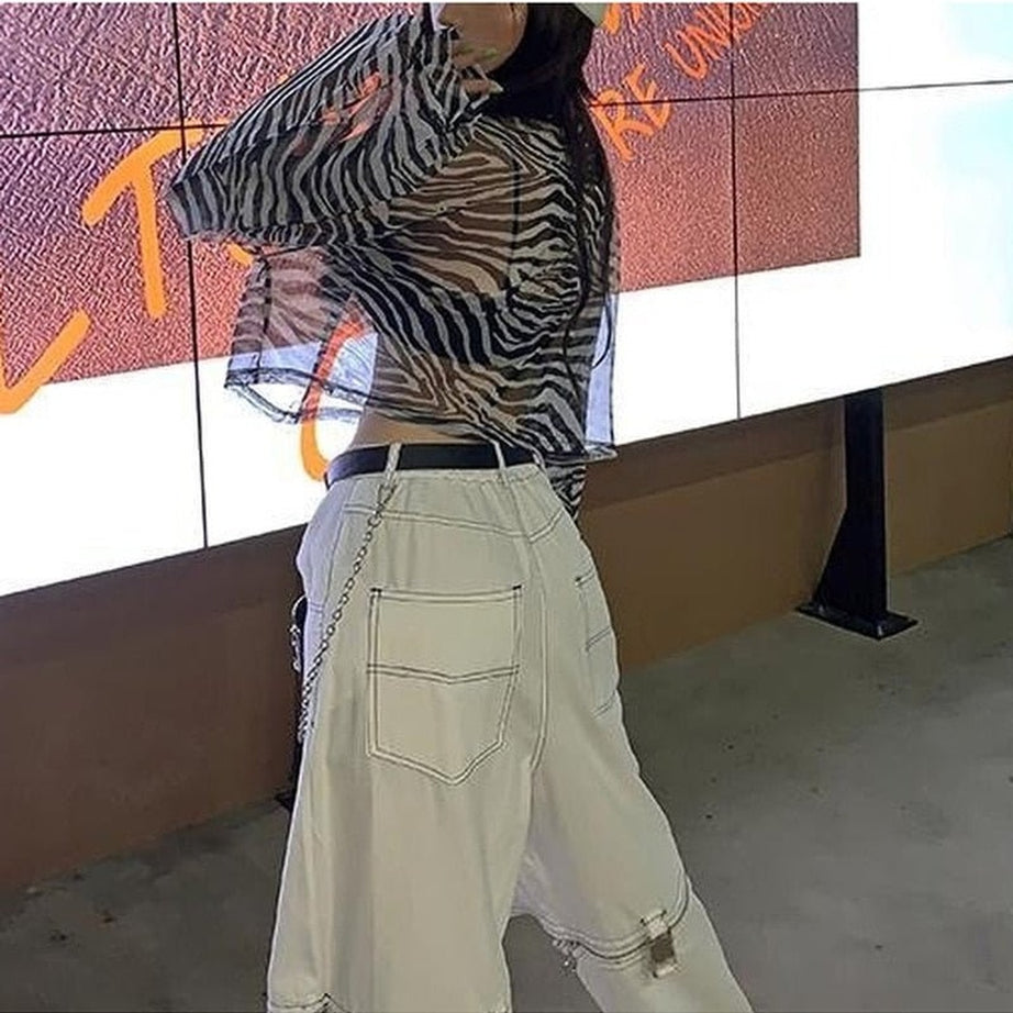 Y2k Zebra Print Aesthetic Blouse