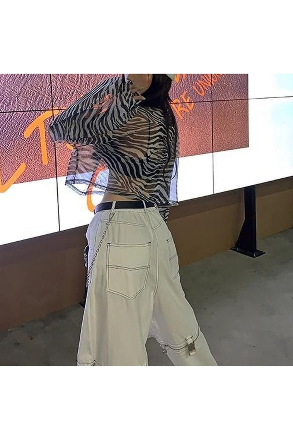 Y2k Zebra Print Aesthetic Blouse