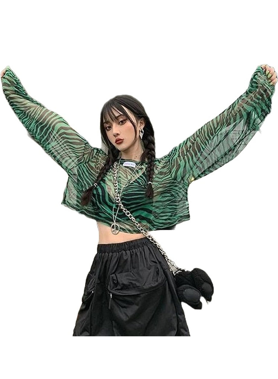 Y2k Zebra Print Aesthetic Blouse