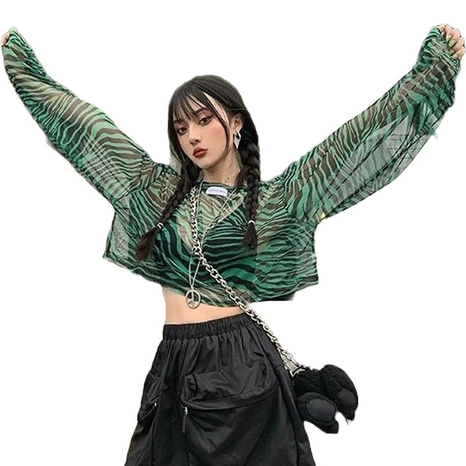 Y2k Zebra Print Aesthetic Blouse