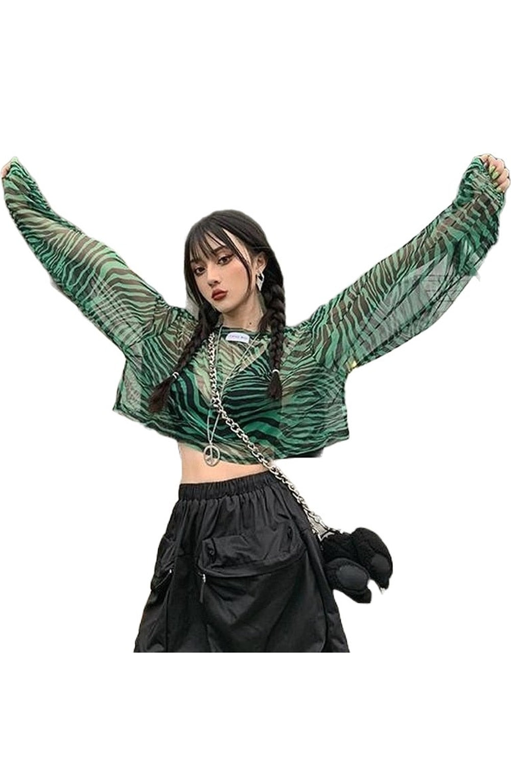 Y2k Zebra Print Aesthetic Blouse