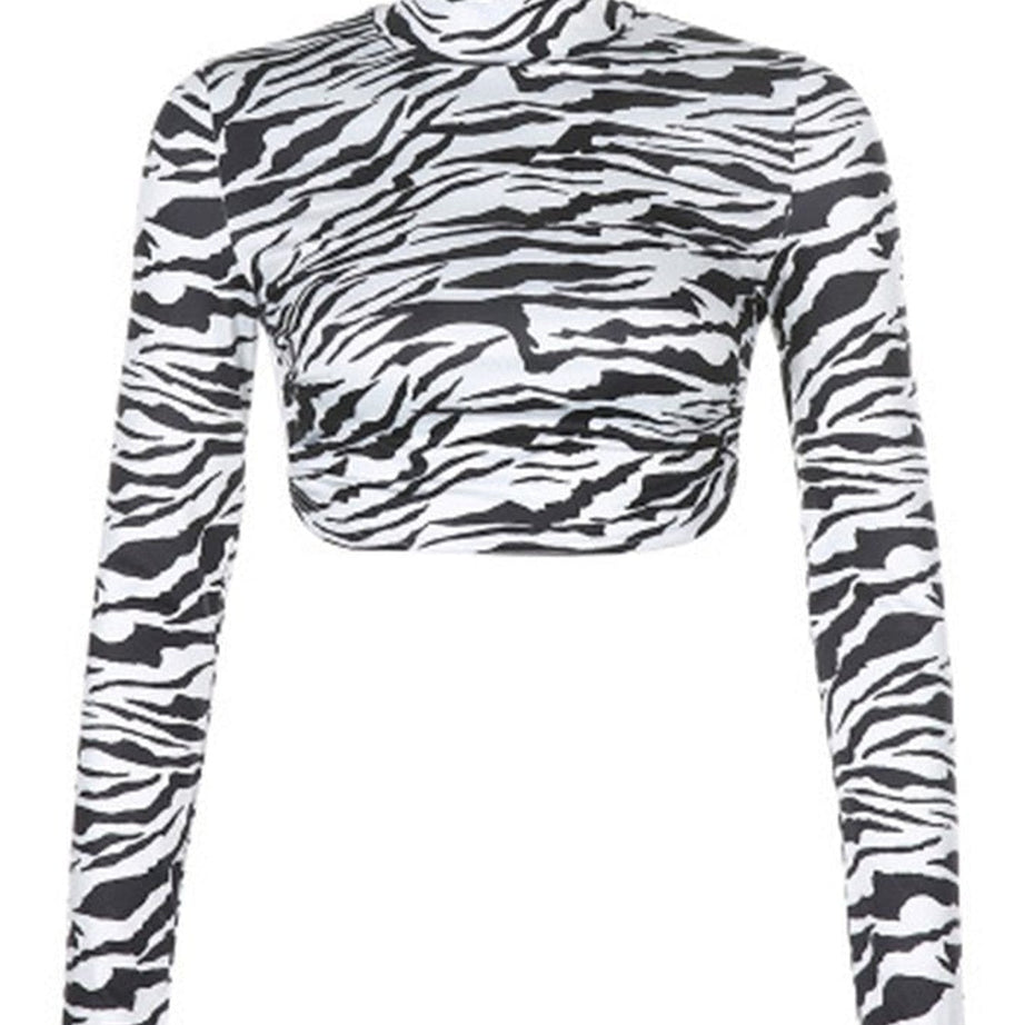 Y2k Zebra Print Backless Crop Top