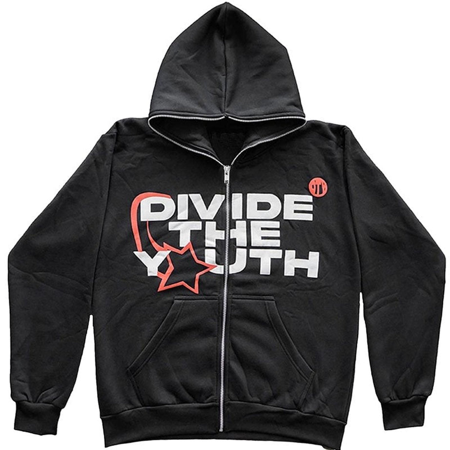 Y2k Zip Hoodie "DIVIDE THE YOUTH"