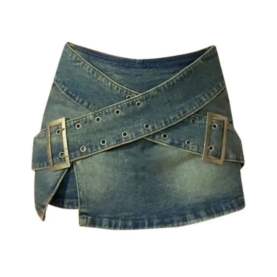 Y2k Zipper A-Line Denim Skirt