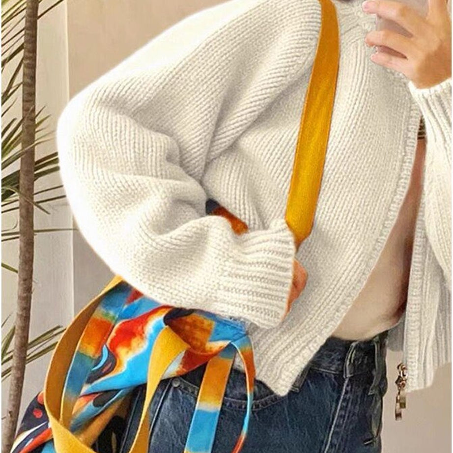 Y2k Zipper Cropped Knit Cardigan