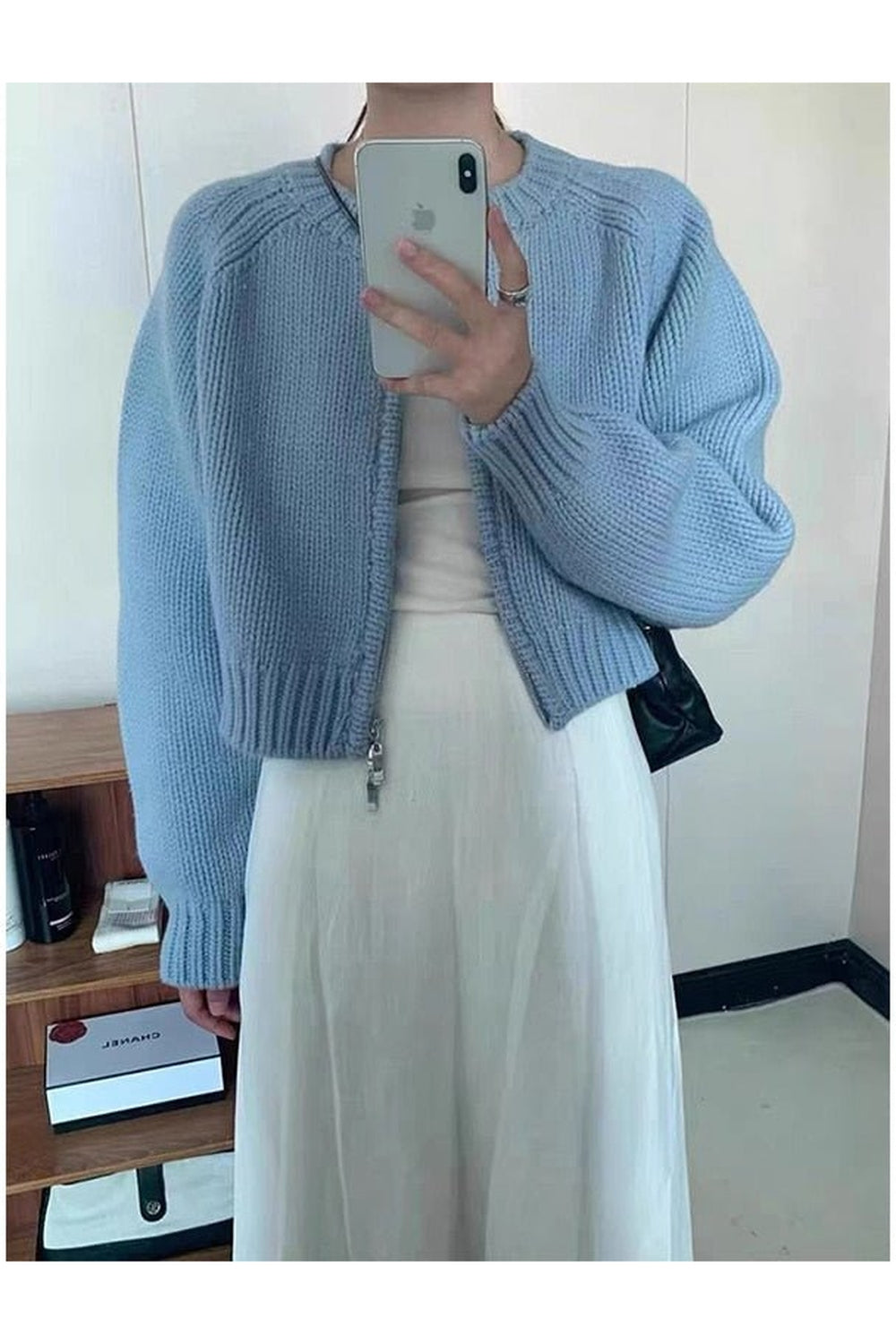 Y2k Zipper Cropped Knit Cardigan