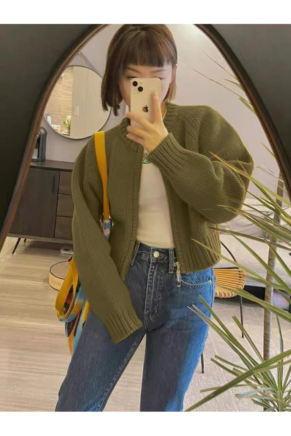 Y2k Zipper Cropped Knit Cardigan