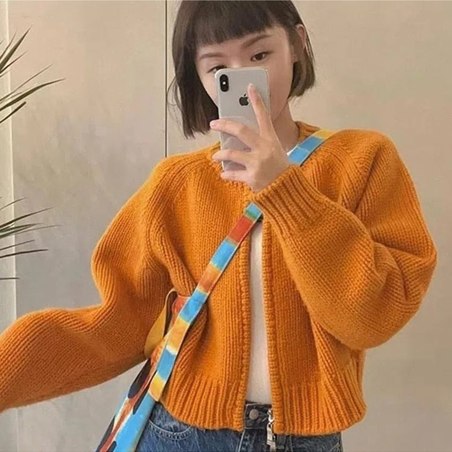 Y2k Zipper Cropped Knit Cardigan