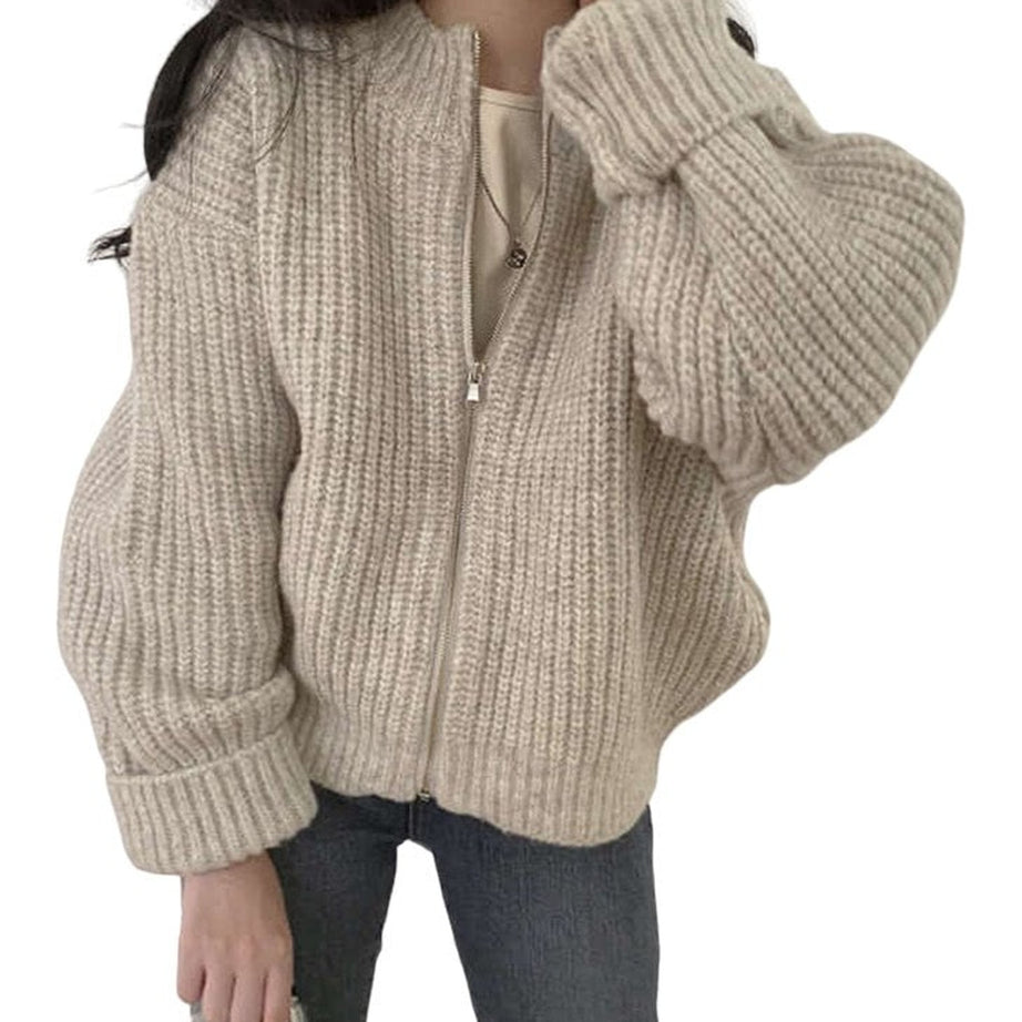 Y2k Zipper Knitted Cardigan Sweater