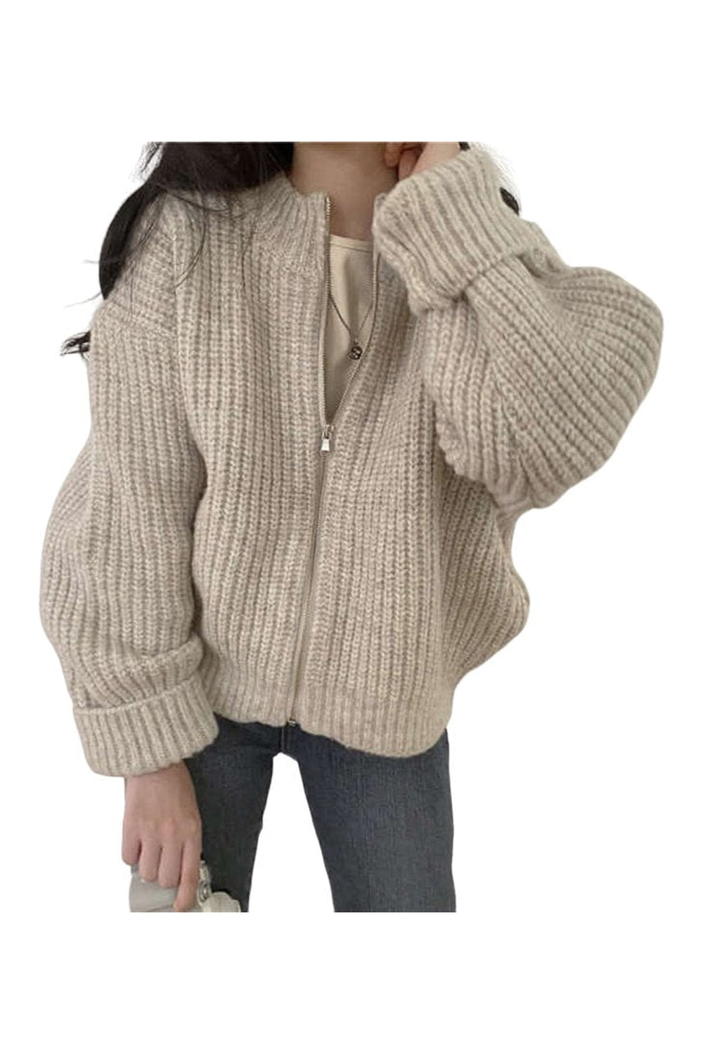 Y2k Zipper Knitted Cardigan Sweater