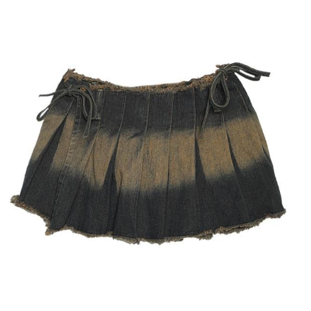 Denim Pleated Retro Skirt
