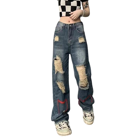 Ripped High Waist Baggy Jeans