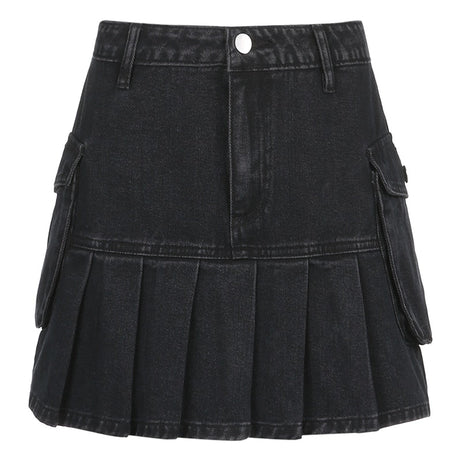 Vintage Y2K Pleated Jeans Skirt